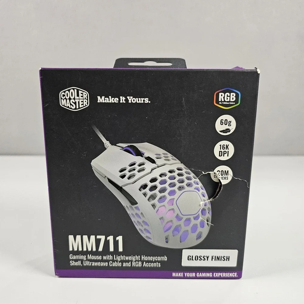 Cooler Master MM711 Matte White Mouse Gaming-Grade Sensor RGB Scroll Wheel